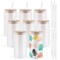 8 Pieces Sublimation Glass Blanks with Bamboo Lid - 16 Oz Frosted Sublimation Beer Can Glass - Sublimation Glass Tumblers for Iced Coffee Juice Soda Drinks